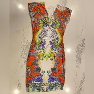 Lace-up floral print Mini dress